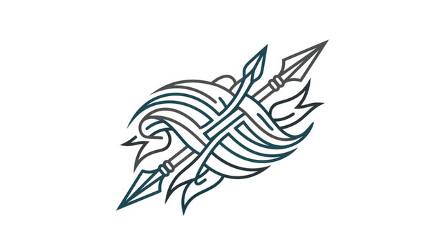 Abstract tribal arrow and feather design illustration.