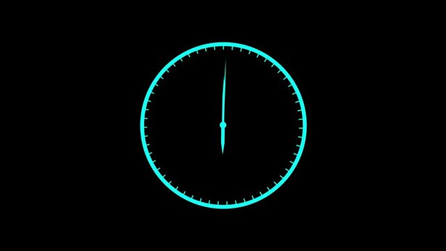 Wall Clock icon on black background. analog clock timer circle animated. Abstract new analog clock icon animation. Clock Counting Down 24 Hour Day Fast Speed concept. 4k animation