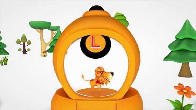 3D Animated Letter L and Cute Lion Character for Kids Phonics 4K