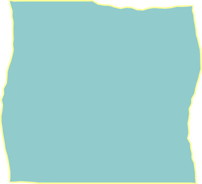 A light blue square shape with soft wavy edges and a thin yellow border