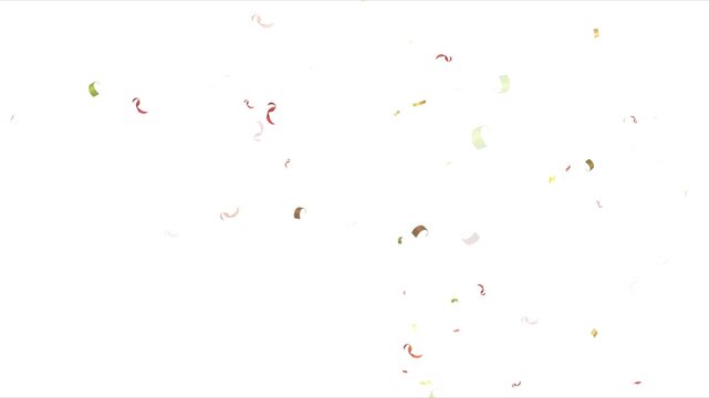 Confetti on white background, loop animation background. festive colorful confetti rain on alpha matte. 3D animation of exploding confetti White Background. 4k video.
