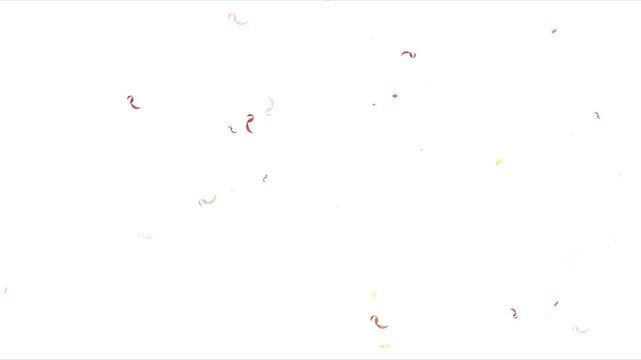 Confetti on white background, loop animation background. festive colorful confetti rain on alpha matte. 3D animation of exploding confetti White Background. 4k video.