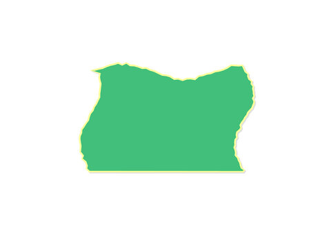 Geographic map silhouette of the state of oregon in the united states