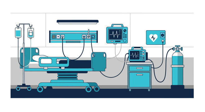 Hospital Room Interior Illustration Of Patient Bed And Medical Equipment Clean Design