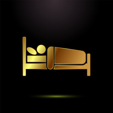 A luxurious golden bed icon representing sleep comfort and relaxation for good rest.