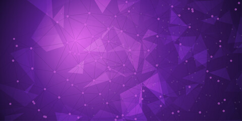 Abstract Purple Low Poly Technology Background with Connected Network Mesh Vector © Nahlnarendra