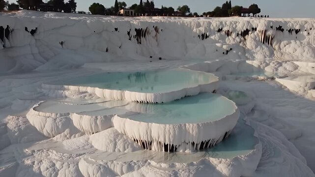 Pamukkale Travertines showcase stunning natural terraces filled with turquoise water.