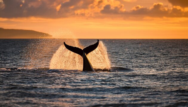 of a magnificent whale tail splashing in the ocean capturing nature s beauty and power