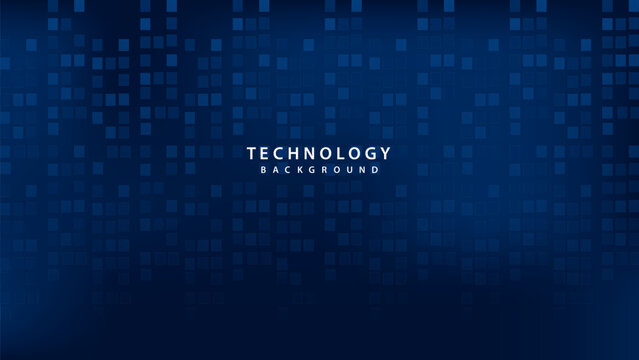 Abstract blue neon box in digital landscape with particles, futuristic interface. Technology background.