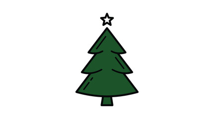 Fototapeta premium Minimalist hand drawn Christmas tree illustration with a star on top.