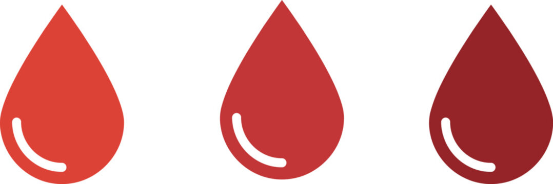 Three red blood drop icons medical illustration for health and biology concepts