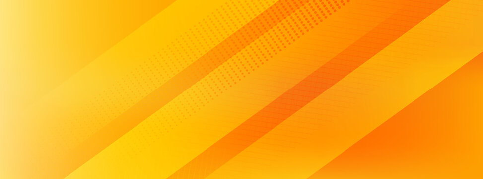 Abstract orange dynamic diagonal geometric background. Minimal yellow gradient vector backdrop with stripes, halftone dots, and grid pattern texture.