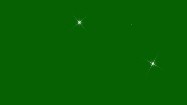 Glittering white stars, Bright Twinkle Stars Blinking in Retro Style Vector Animation for Night Sky, flat vector blinking shining light twinkling effect, on green screen background. 4k video