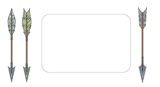 Blank white text frame bordered by three decorated archery arrows in a creative hand drawn design.