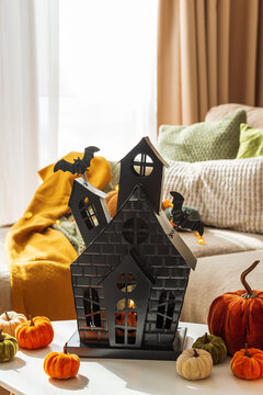 Halloween haunted house centerpiece decorating cozy autumn home