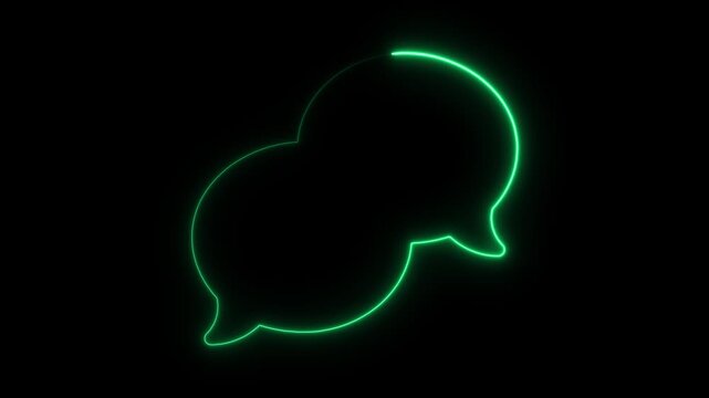 Glowing neon speech bubbles animation for digital communication and social media concepts