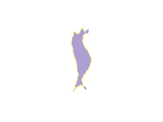 Obraz premium A stylized purple abstract shape with a bright yellow outline on display