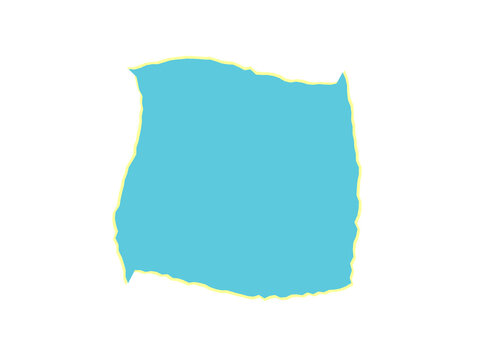 A light blue square shape with soft edges and a thin yellow border outline