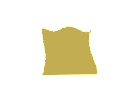 A gold colored silhouette shape representing the state of oregon in america