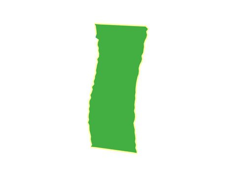 A vibrant green rectangular shape with a subtle yellow border outline
