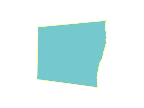 A light blue quadrilateral shape with a thin yellow outline border