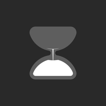 Simple gray hourglass icon on black background