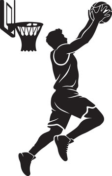 Basketball player dunking silhouette vector