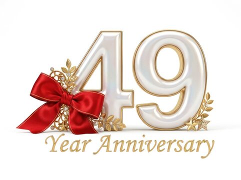 Elegant 49 Year Anniversary Celebration with Red Bow and Gold Accents.