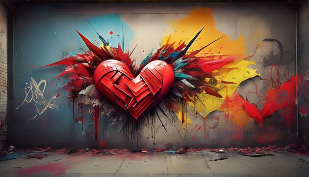 graffiti on the wall broken heard
