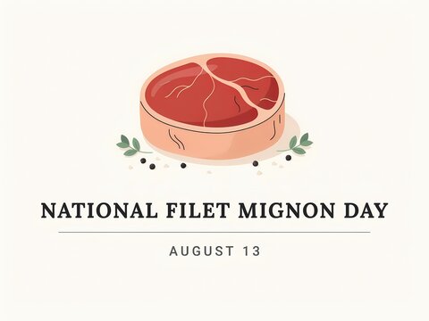 Minimalist Illustration Celebrating National Filet Mignon Day Observed Annually on August 13 Graphic Poster