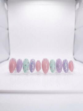 Pastel Ombre Press On Nails with Glitter Accents.
