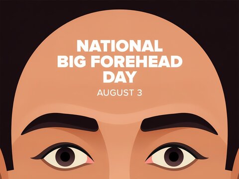 Graphic illustration of a person forehead featuring the text National Big Forehead Day on August 3 for event