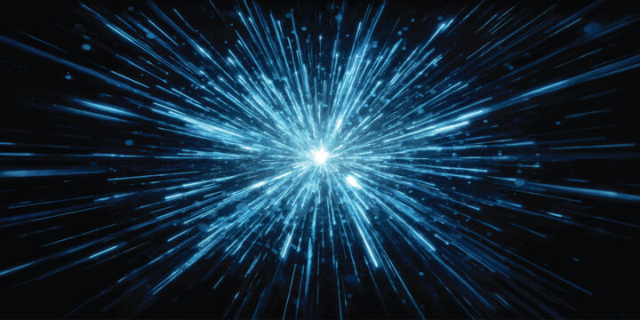 Abstract background featuring a blue light explosion with radiating beams of energy explosion abstract background starburst intensity universe technology particle velocity supernova