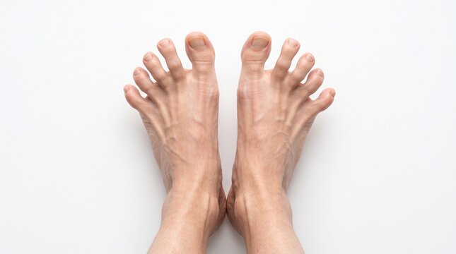 Hyper Realistic Happy Feet with Wiggling Toes Wellness Concept on White Background