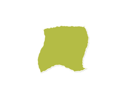 A single piece of textured olive green paper with rough torn ragged edges