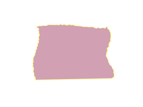 A dusty rose rectangular paper scrap with torn edges and a yellow border