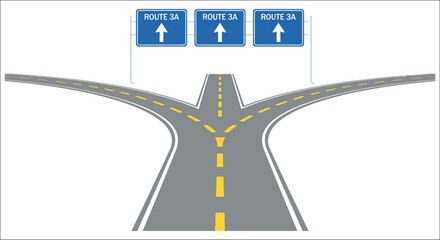 Road signs and diverging highway vector illustration © Sagor