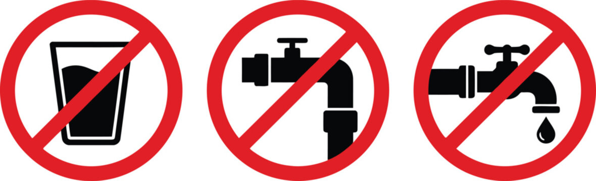 No drinking water prohibition sign vector collection