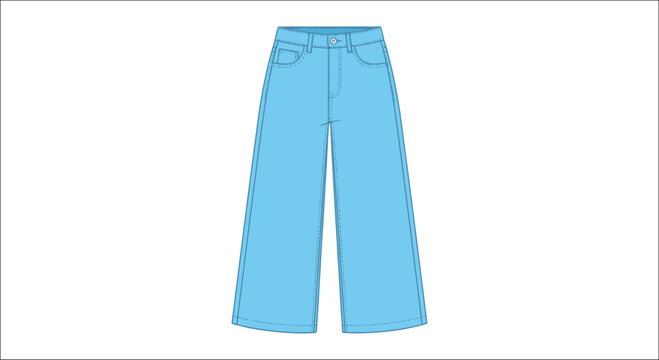 Light blue denim culottes flat vector illustration on white background