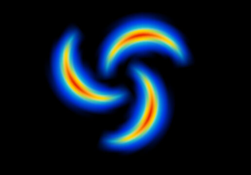 Abstract shape glowing in neon light, with heatmap color palette