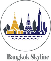 Obraz premium Bangkok skyline logo icon vector white background .