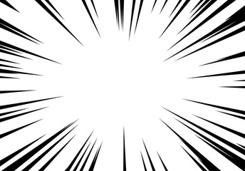 Black and white comic book radial speed lines background with explosive burst effect © swillklitch