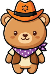 Fototapeta premium Cartoon bear wearing cowboy hat.