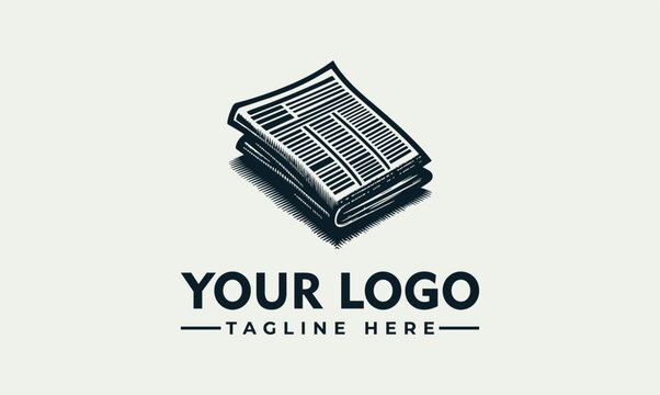 Modern Folded Newspaper Illustration Logo Template for News and Press Media Company