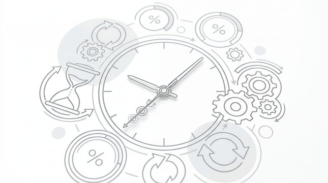 Minimalist Time Clock Thin Line Icon Design Representing Efficiency and Planning