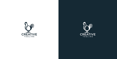 Modern Minimalist Rooster Logo Design for Poultry Farm and Organic Food Branding © micky_adb02