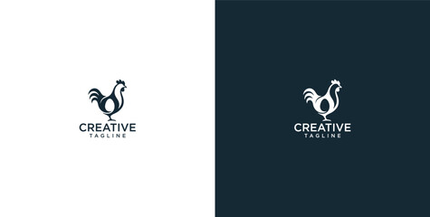 Minimalist Rooster Icon Featuring an Integrated Egg Shape for Poultry Branding and Agricultural Business Logo Design Concepts © micky_adb02