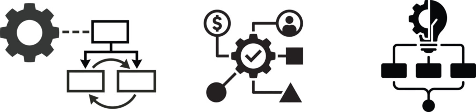 Work flow icon collections process automation business operations and management system graphics