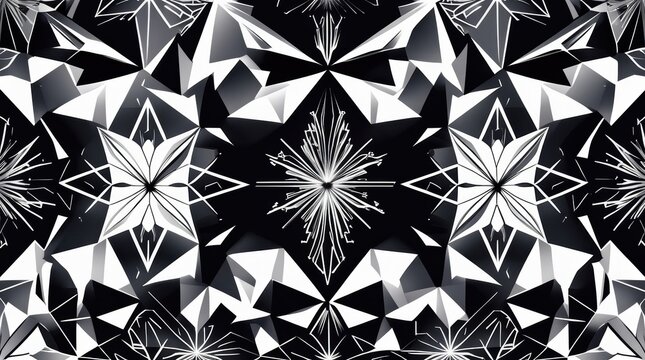 Abstract black and white geometric pattern with star shapes