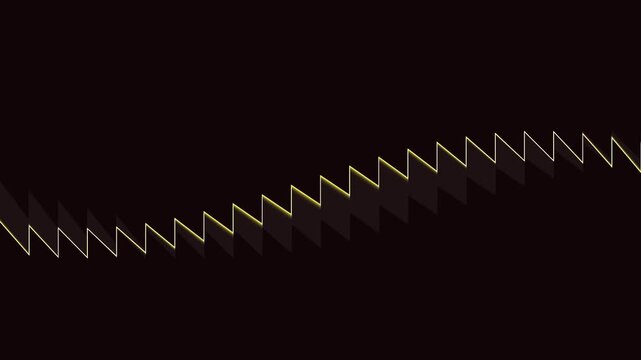Abstract Glowing Golden Zigzag Line Moving In A Wavelike Motion Over A Deep Dark Background
